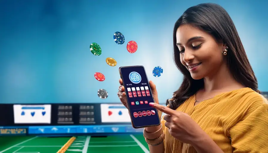 Woman installing the Skyexchange app on her Android phone